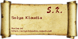 Solya Klaudia névjegykártya